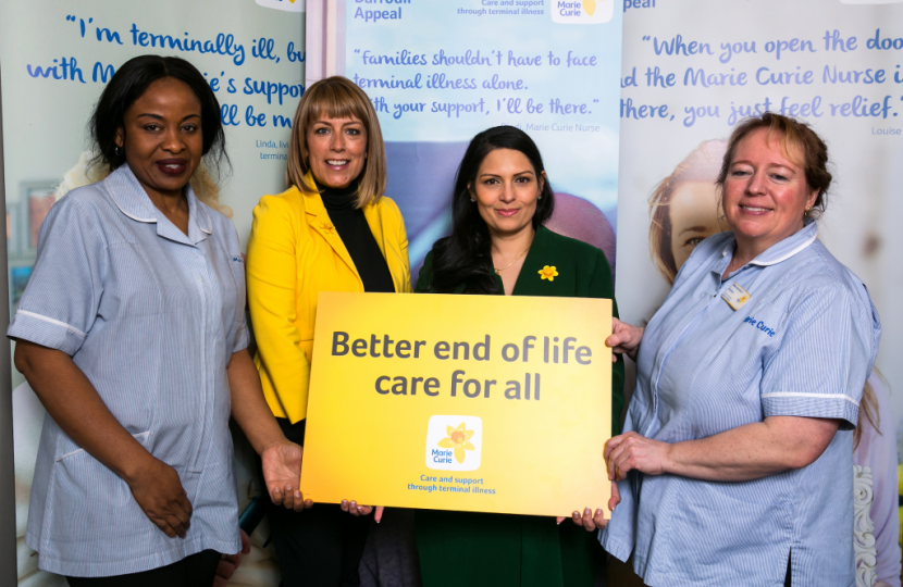 Priti and Fay Ripley help launch Marie Curie’s Great Daffodil Appeal alongside nurses