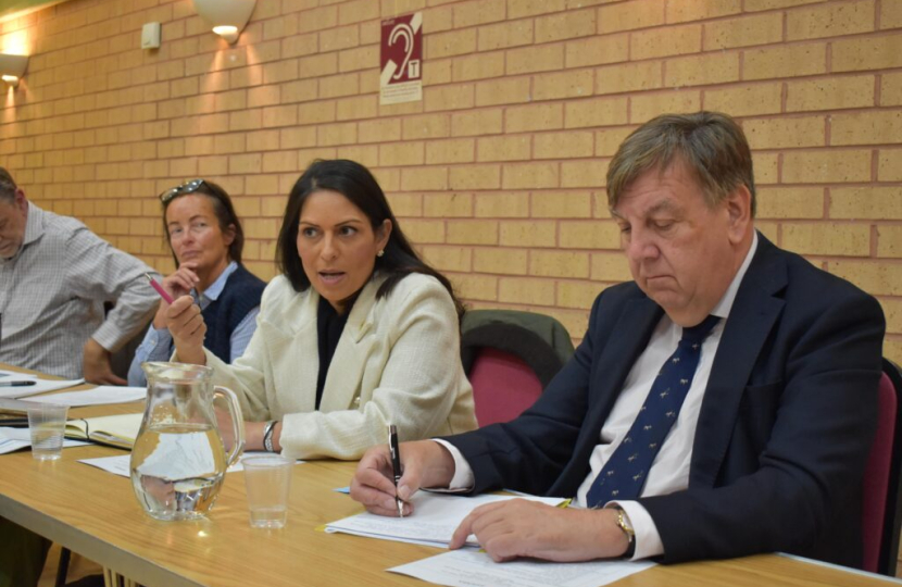 Priti Patel John Whittingdale bus summit meeting