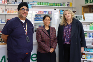 Priti Patel Tollesbury Pharmacy visit